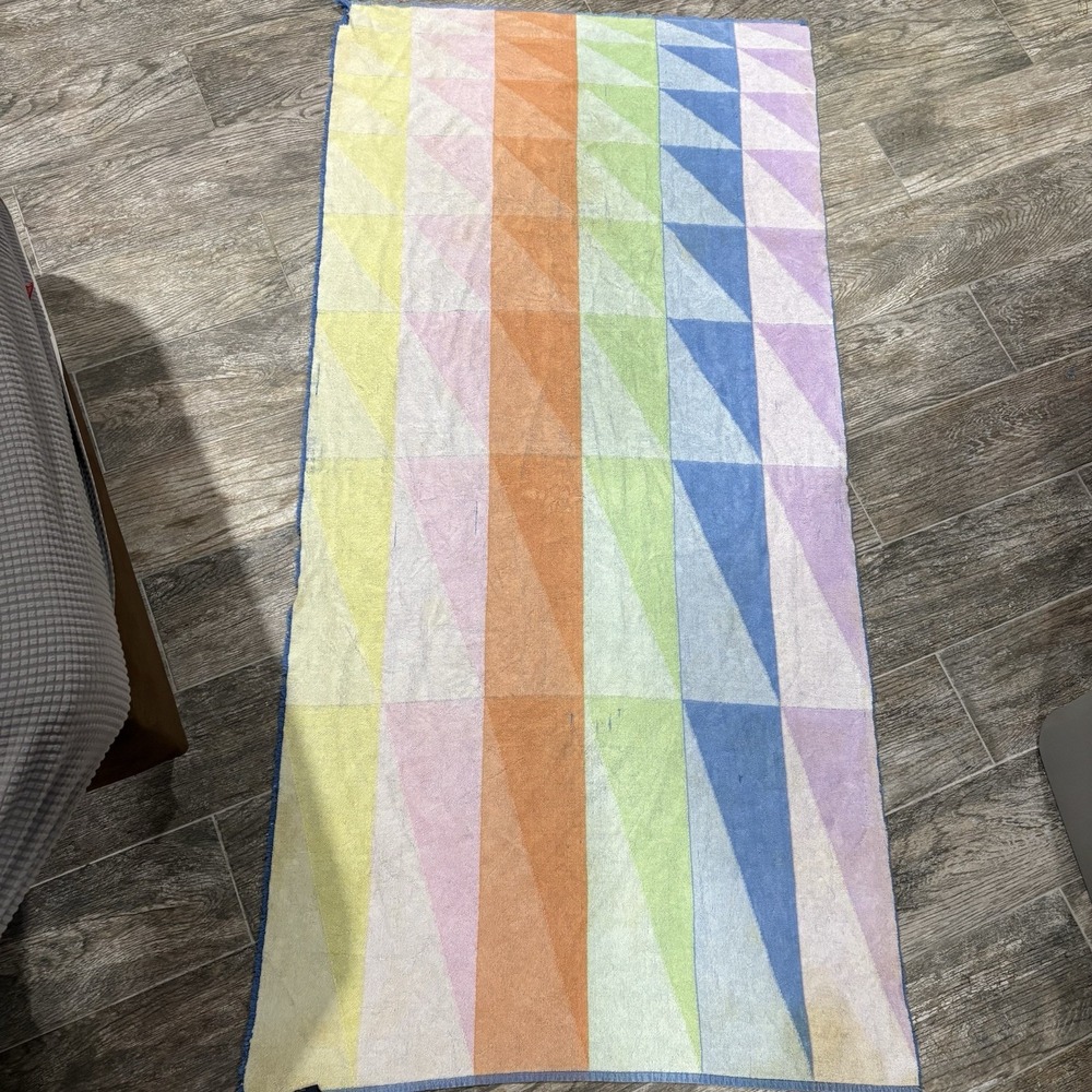 Vtg 80s SEADRIFT Multicolor Stripe Beach Towel Summer Ocean Pool Made In Brazil